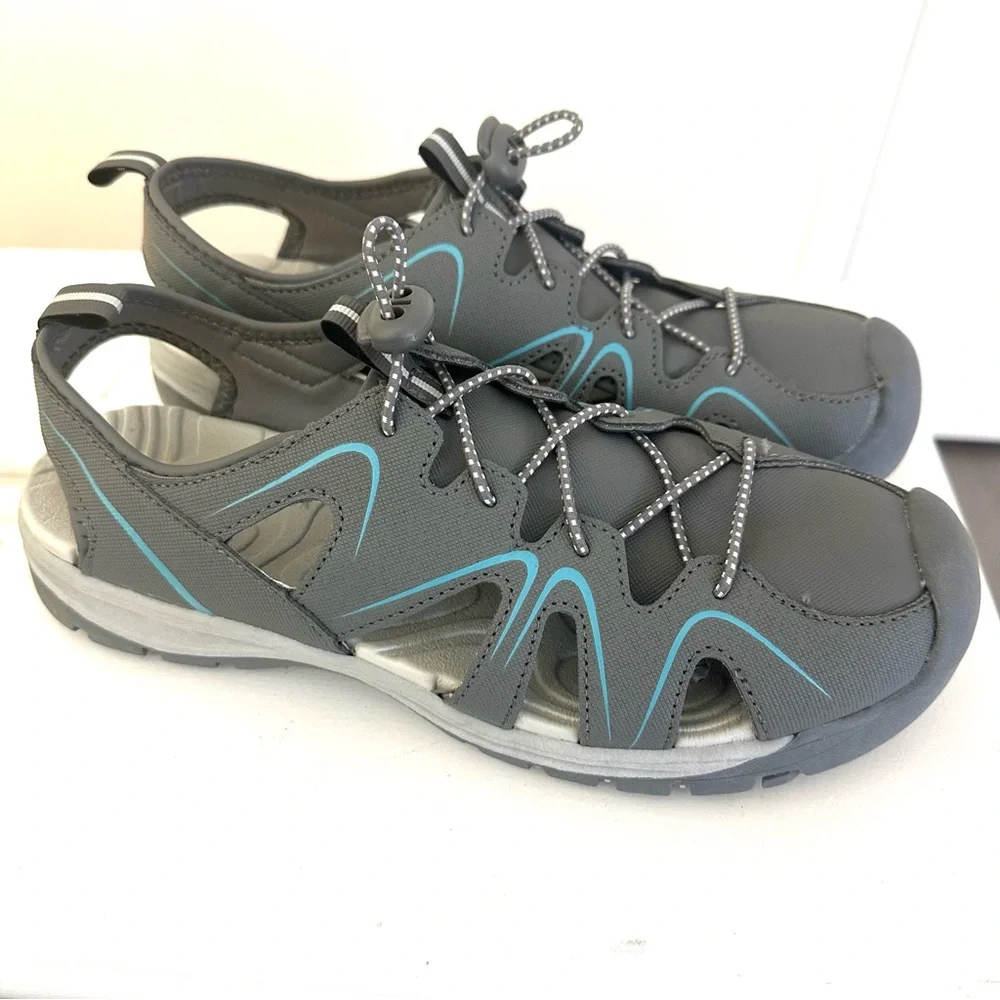 Athletic Works Womens Easy On Off Bungee Laced Rugged Outdoor Sneaker Size 9